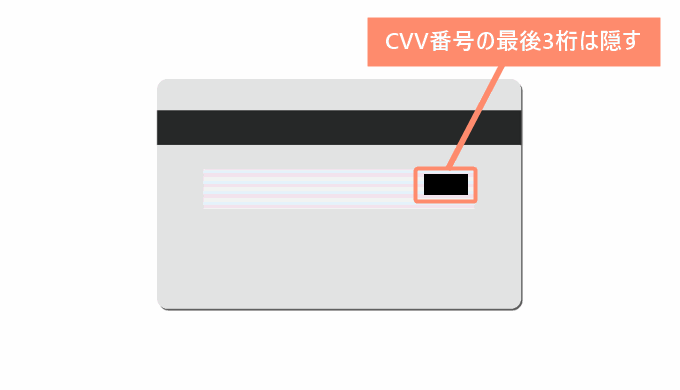 ベラジョンカジノ（Vera&John）アカウント認証方法（本人確認）クレジットカードのセキュリティーコード（CVV番号）の最後の3桁を隠して撮影